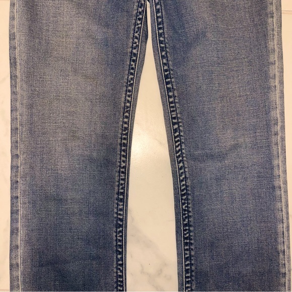 Forever 21 Jeans 26 Slim Low Rise Stonewash Skinny Denim Frayed Pockets Whiskers - Picture 8 of 15